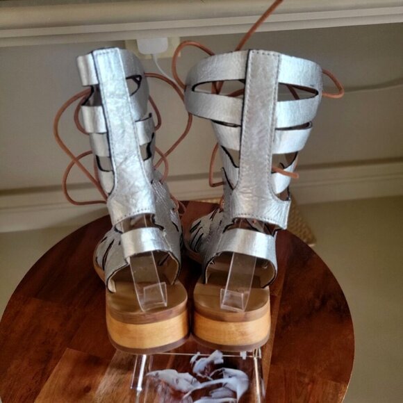 Latigo Hand Made Gladiator /Rapper Sandals Leather in Silver- US 7M - Picture 7 of 8